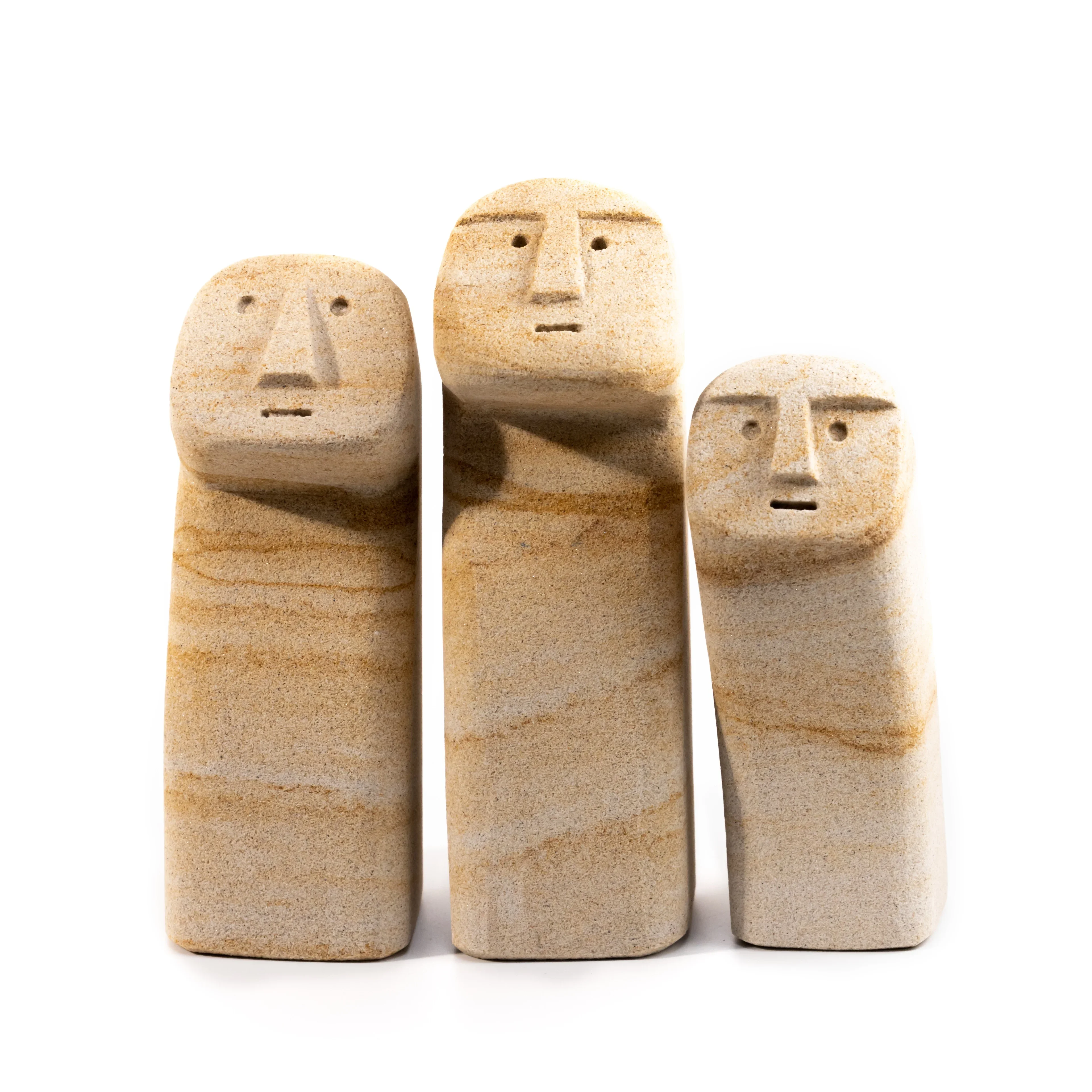 

Three stone figures ornament crafts tabletop gift stone statue stone carving wabi sabi primitive