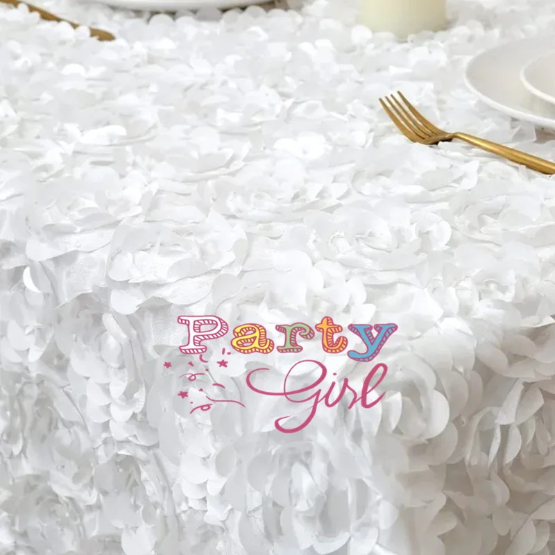 New Design Rectangle Satin Rosette Table Cloth Wedding Tablecloth Colors Event Party Decoration