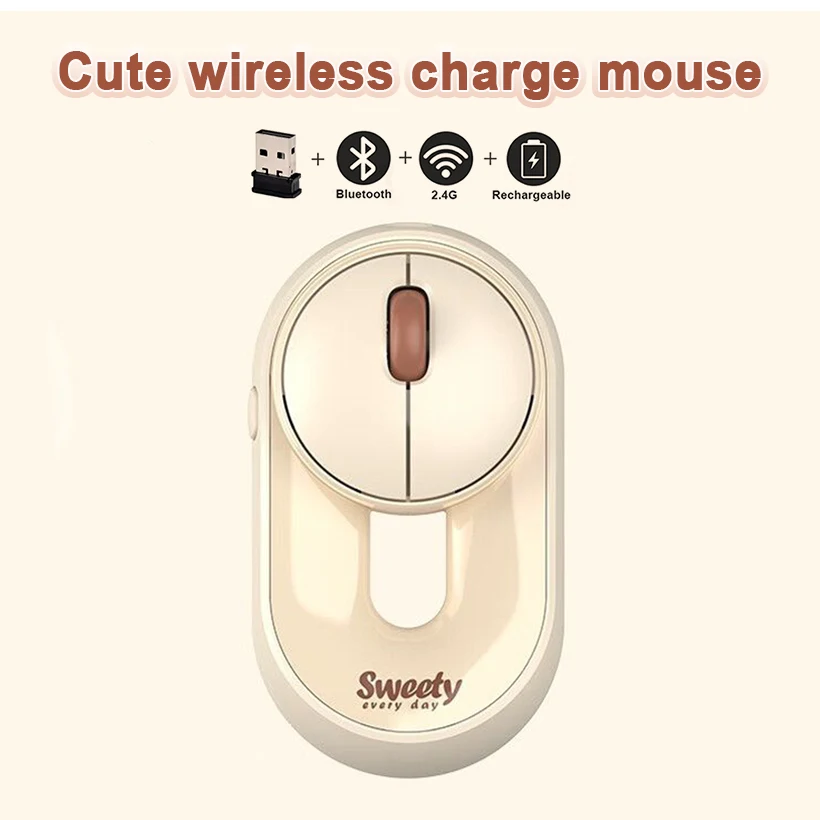 

Cute Bluetooth 2.4G Mouse Doughnut Design Cartoon Mause Rechargeable Hollow Out Creative Mice for Tablets Laptop IPad Kids Gift