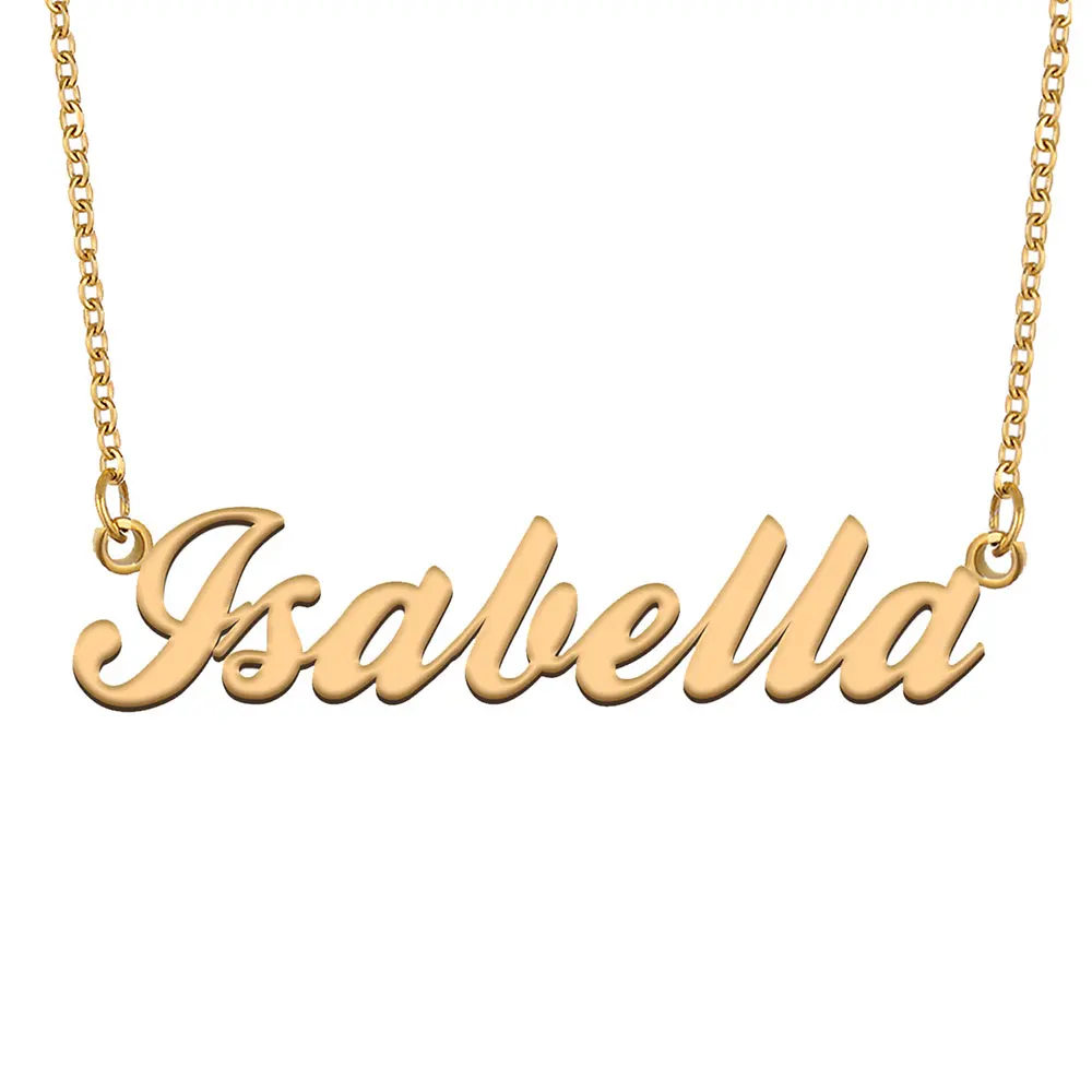 

Isabella Name Necklace for Women Stainless Steel Jewelry Gold Plated Nameplate Chain Pendant Femme Mothers Girlfriend Gift
