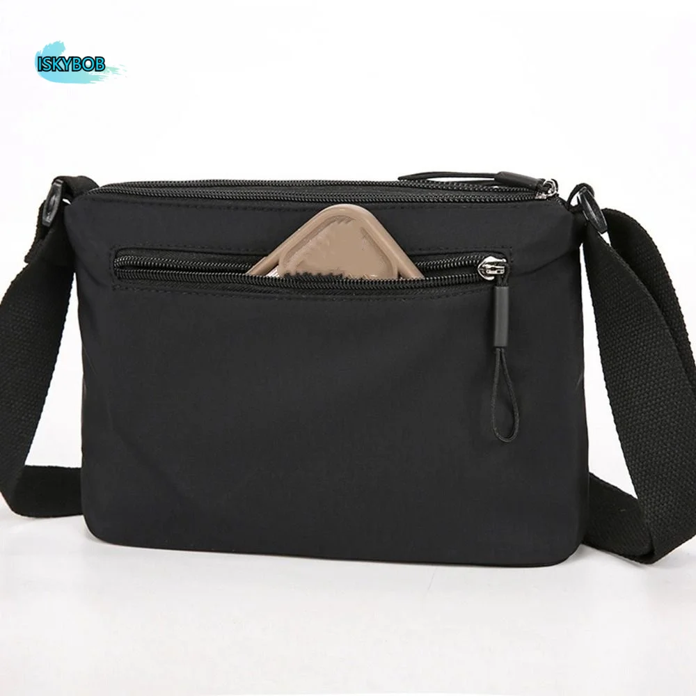 

Portable Three Layer Nylon Crossbody Bag Canvas Waterproof Women Backpack Korean Style Zipper Oxford Shoulder Bag Girls