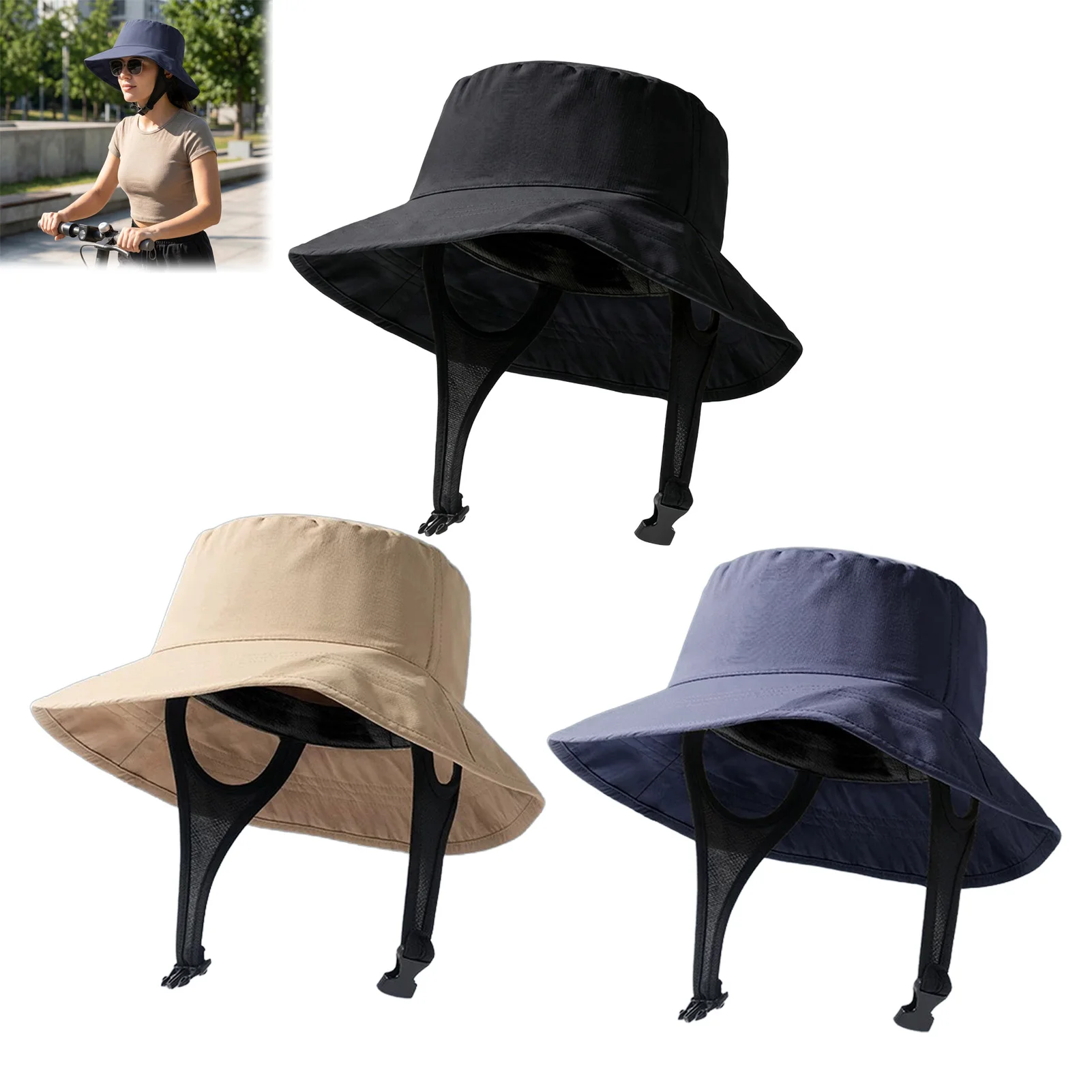 AliExpress NONE Adjustable Windproof Sun Hat For Men Women UV Protection Wide Brim Fisherman Cap Breathable Outdoor Cycling Beach Bucket Hat