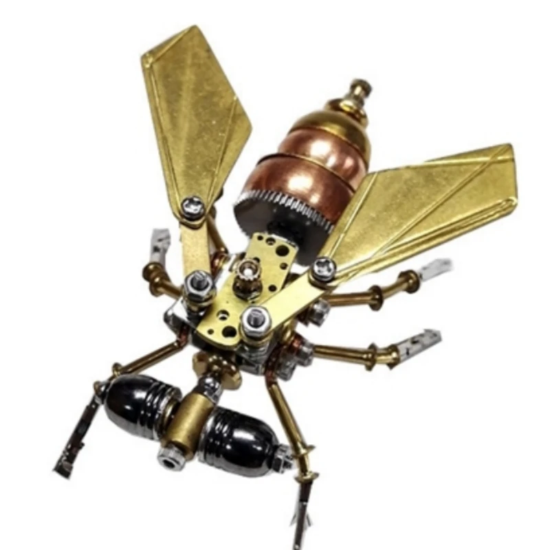 DIY Metal Assembly Little Fly Model Kits 3D Puzzel Toy for Kids Adults Gift Steampunk Mechanical Insect Ornament Pure Handmade