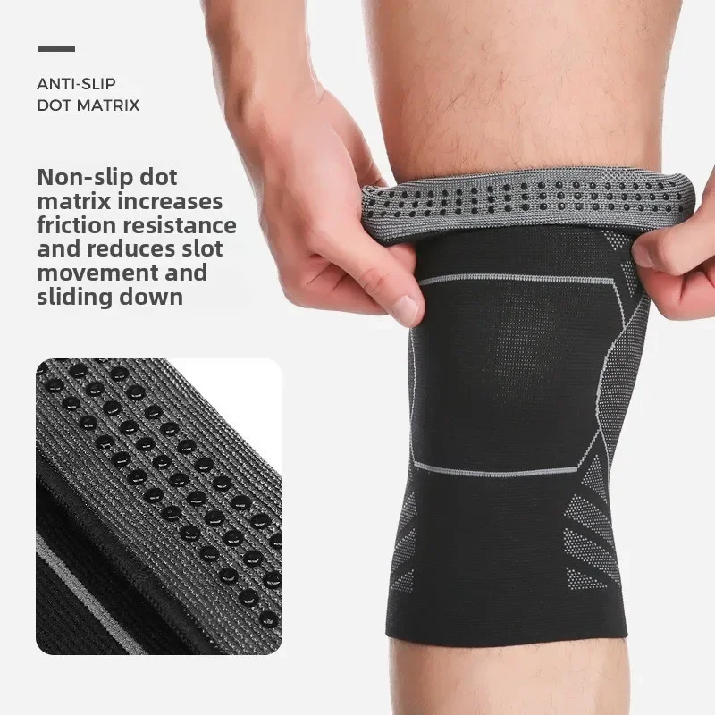 Men's and women's sports knee pads four-sided elastic knitted nylon silicone knee pads basketball football protective gear