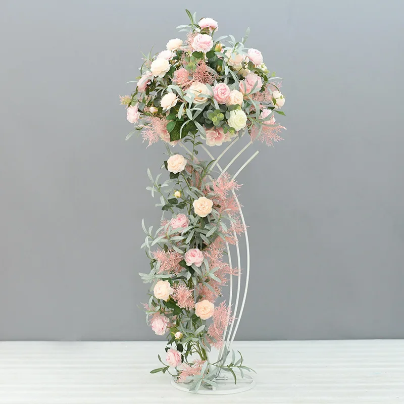 10 PCS Flower Vase Floor Vases Column Stand Metal Road Lead Wedding Centerpiece Geometric Pot Table Rack For Home Event Decor