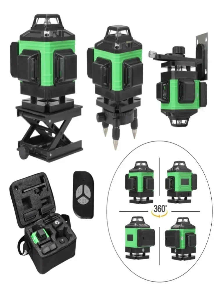 3D/4D 16-Linien-Lasernivelliergerät 3 °   Selbstnivellierender, USB-Aufladbarer Kreuzlinienlaser für Bauarbeiten, Vertikale/Horizontale Nivellierung
