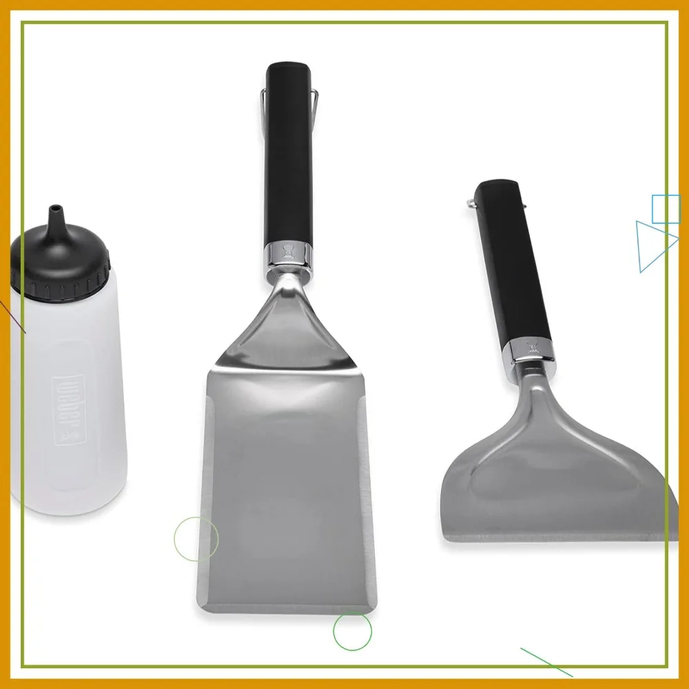 

3-Piece Griddle Tool Set for Easy Cooking - Spatula, Scraper, Squeeze Bottle
