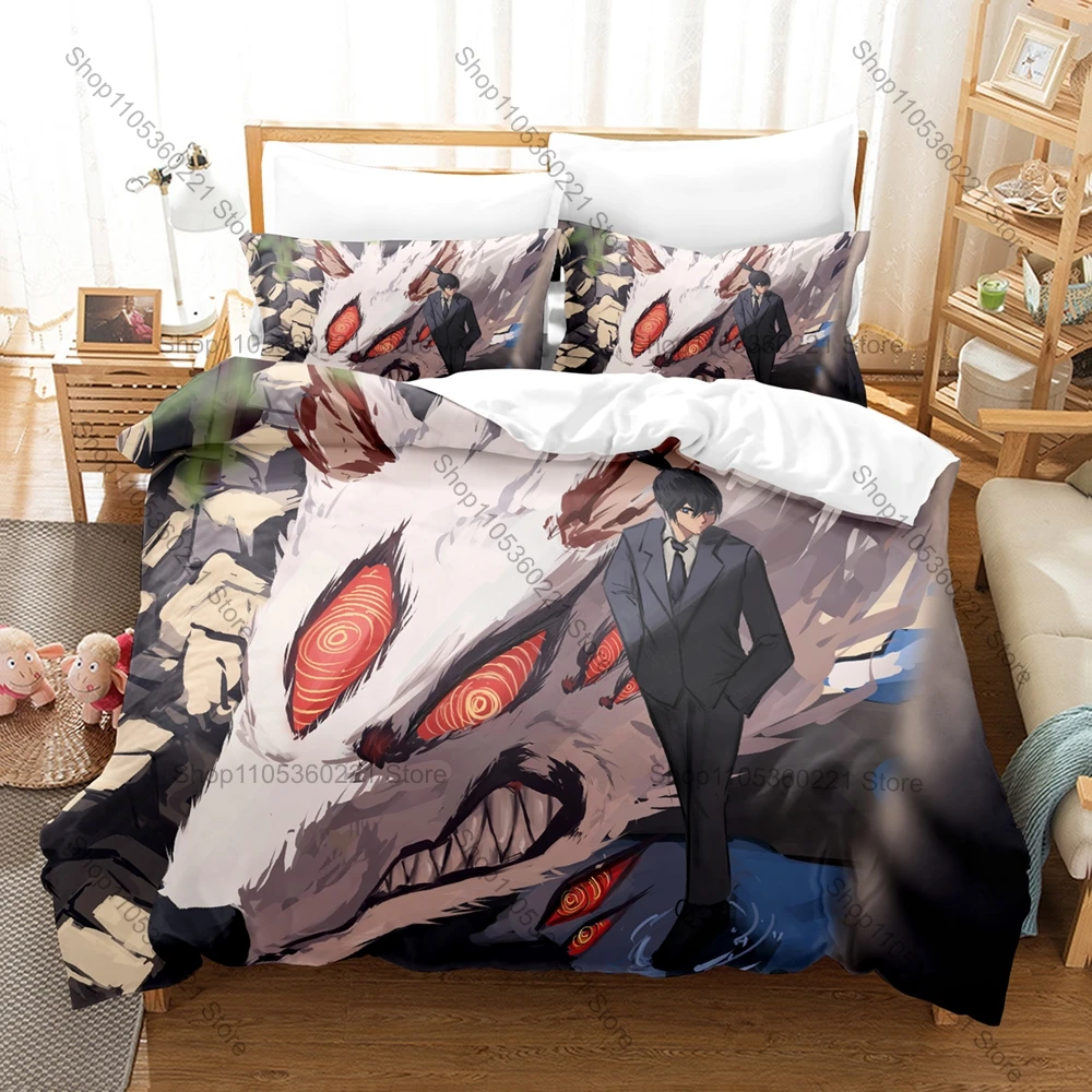 Fox Devil Multi-Eyed Giant Fox Kon Summon Aki Hayakawa HD Print Bedding Set Duvet Cover 2 Pillowcases Polyester Anime Room Decor