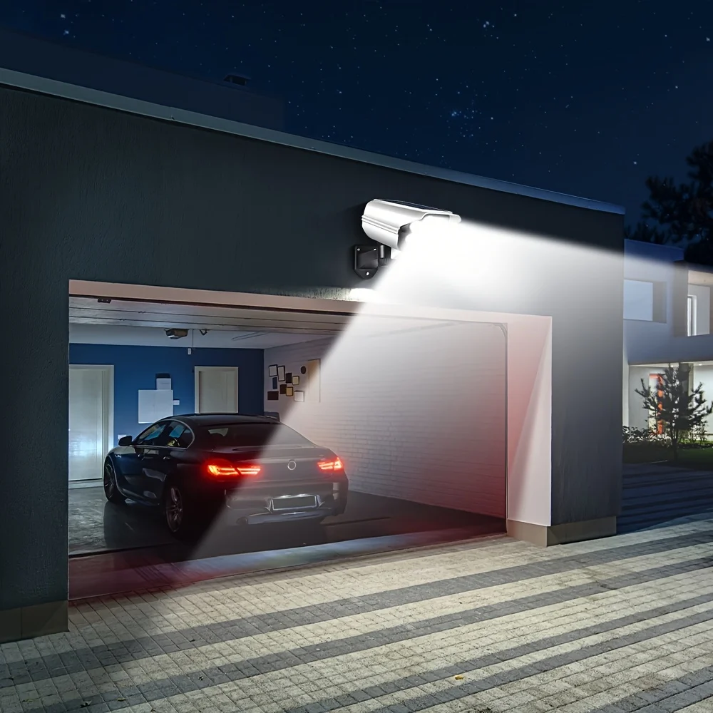 77LED Solarleuchte, Simulierte Sicherheitskamera, Bewegungssensor, Außen-Nachtlicht, IP65 Wasserdichte Lampe, 3 Modi für Haus und Garten – Detail 12