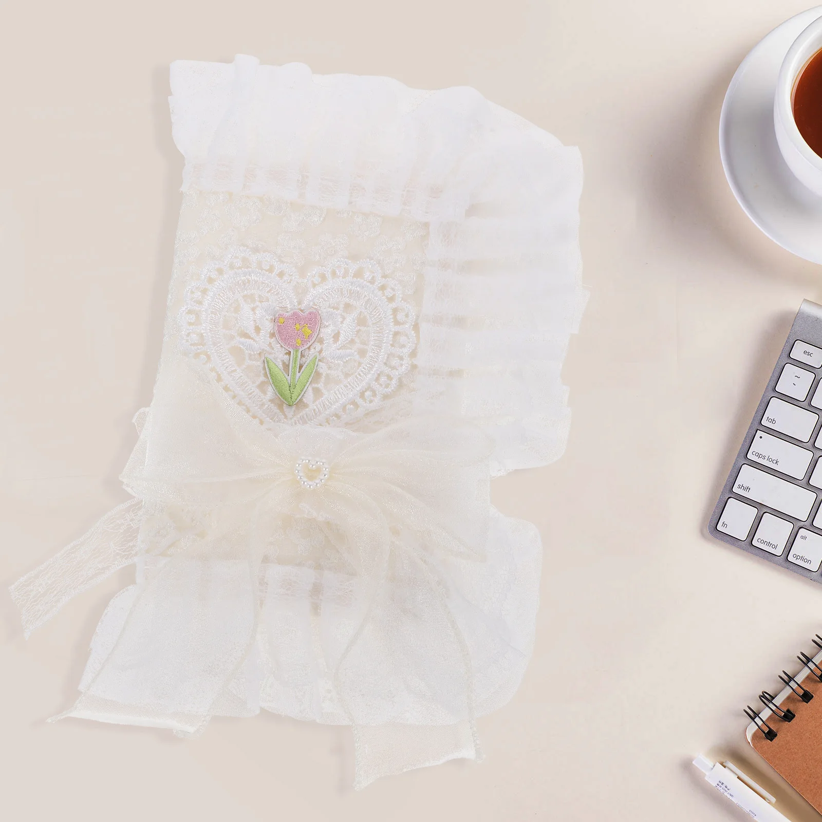 Delicate Book Cover Fabric Lace Pattern Washable Reusable Protector for Notebooks Textbooks Students Stylish Decorative Book