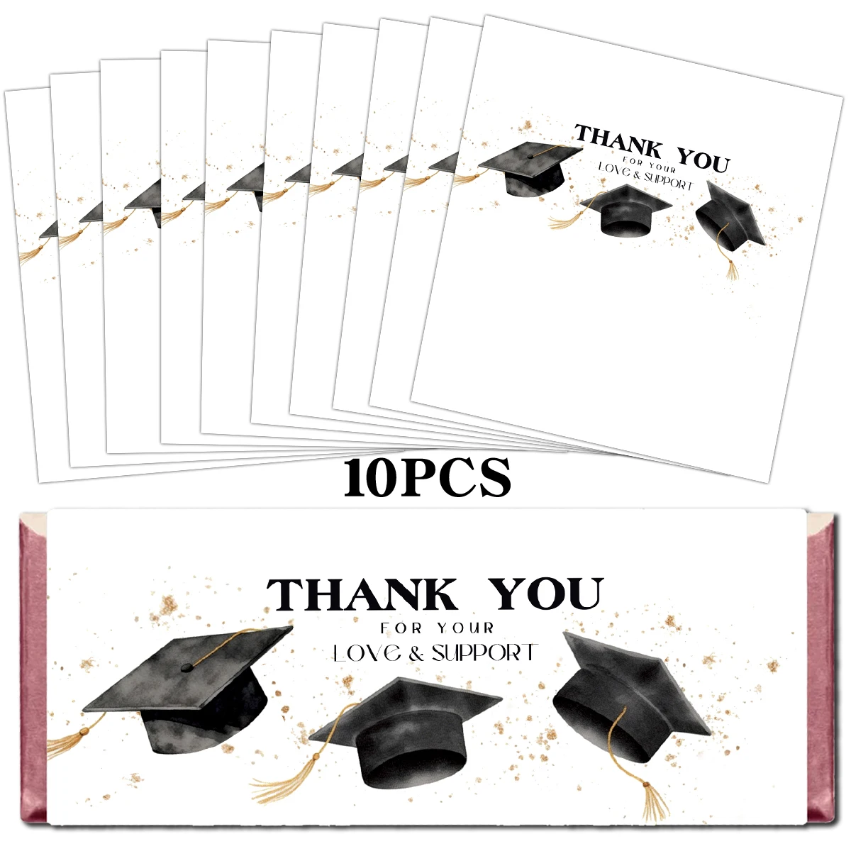 10 Uds. de pegatinas para envoltorios de barras de chocolate de graduación, para recuerdos de fiesta de graduación, etiquetas para envolver dulces, regalos de agradecimiento