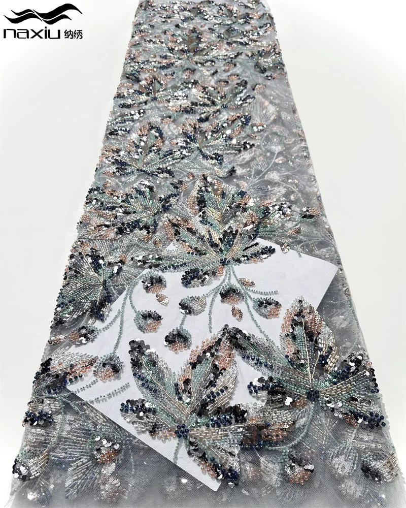 

Madison Luxury African Groom Lace Fabric High Quality Sequins Embroidered Nigerian French Lace Fabric for Wedding Party Dress