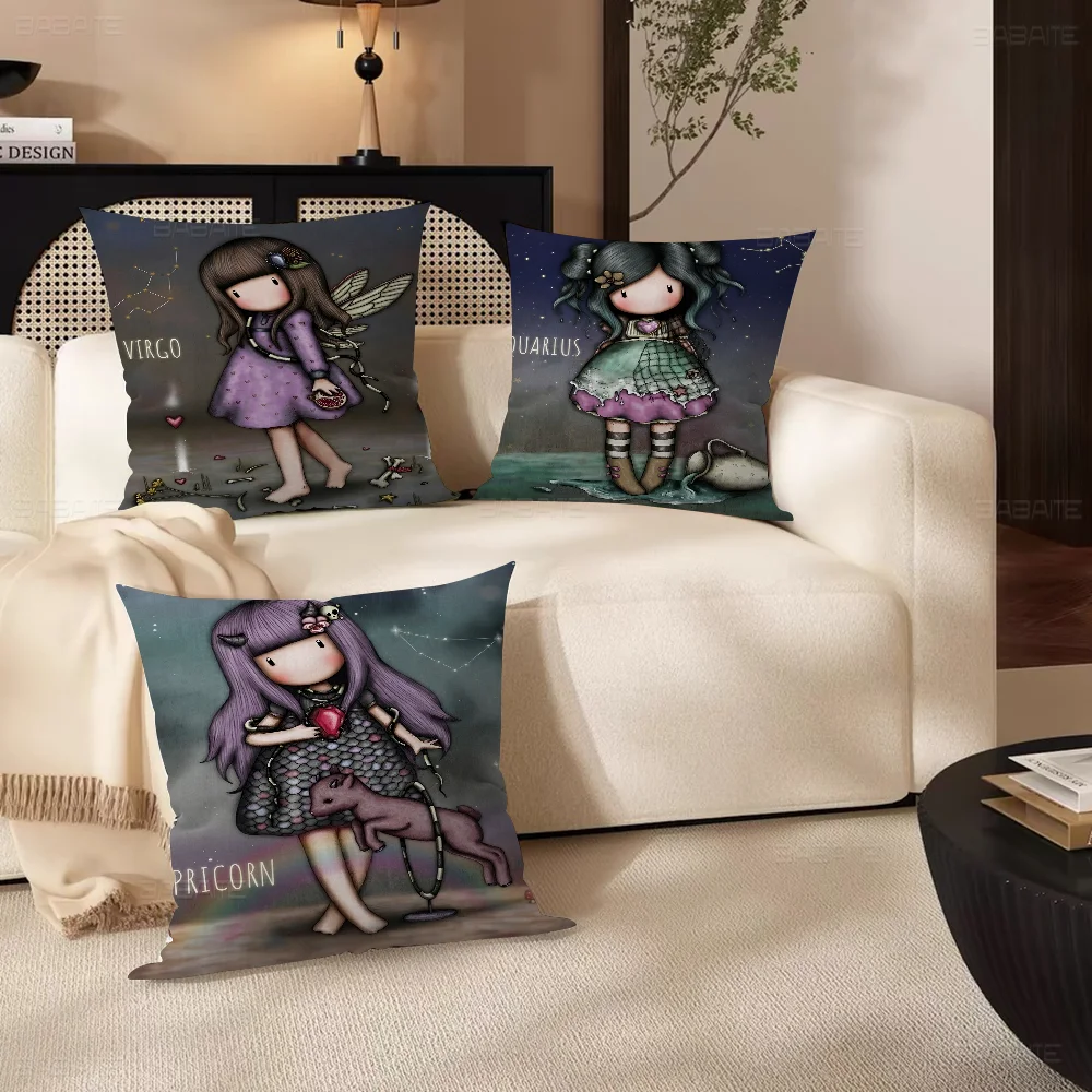 

S-Santoro-Gorjuss Cute Cartoon Cushion Cover Car Throw Pillow Case For Sofa Car Christmas Gift 40x40cm 45x45cm