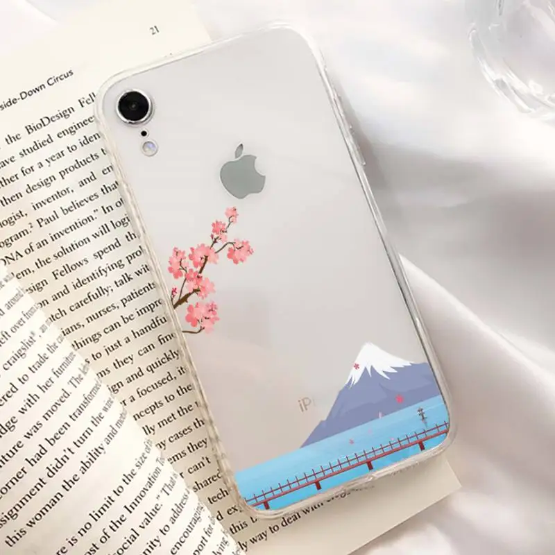 Etui na telefon FHNBLJ Japan Fuji Mountain Cherry blossom do iPhone 11 12 13 mini pro XS MAX 8 7 6 6S Plus X 5S SE 2020 XR