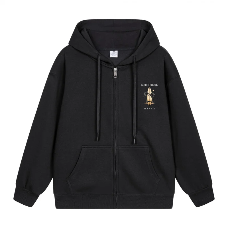

Men's Zip-Up Hoodie Abstract Design On Black Hoodie 2025 New Style Casual Couples’ Style Couples’ Style