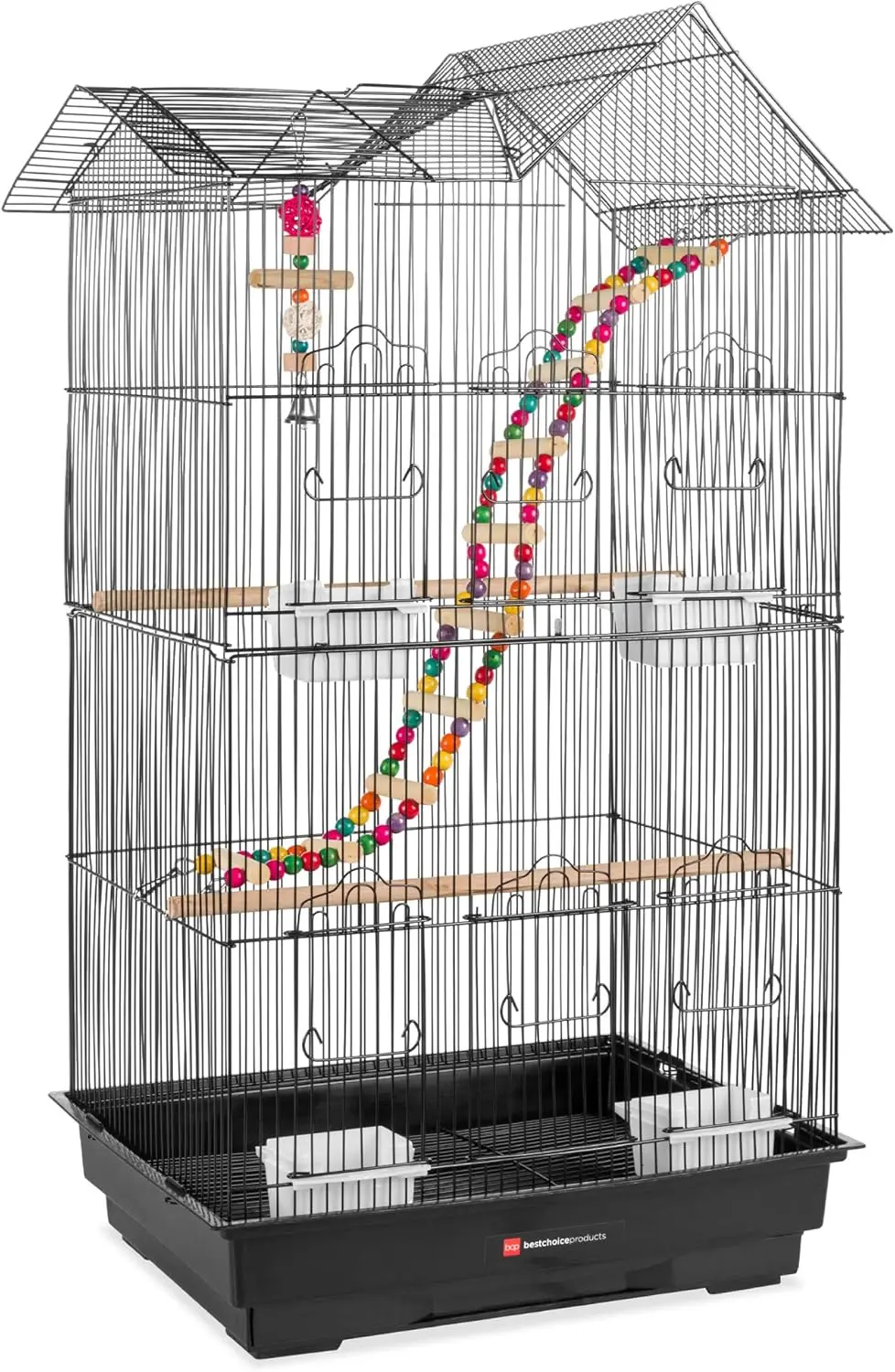 

36in Indoor/Outdoor Iron Bird Cage for Medium Small Birds Parrot Lovebird Finch Parakeets Cockatiel Enclosure w/Removable Tray