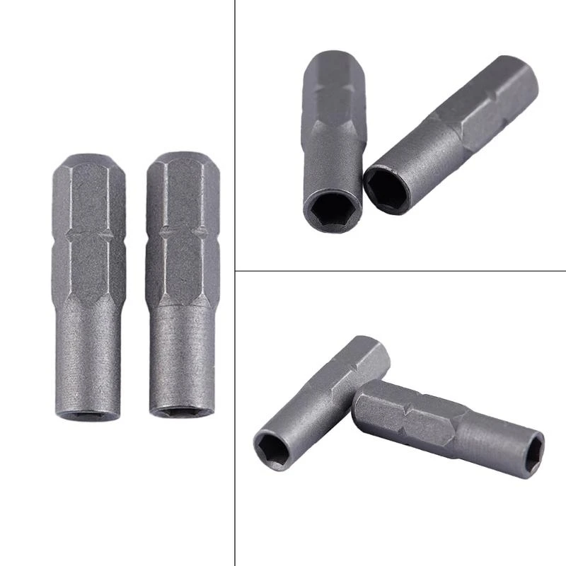 F92C 2PCS 6.35 ถึง 4 มม. อะแดปเตอร์ปลอกแขนหกตัวแปลงหัวแปลง 1/4 นิ้วตัวแปลงบิต 1/4 นิ้ว