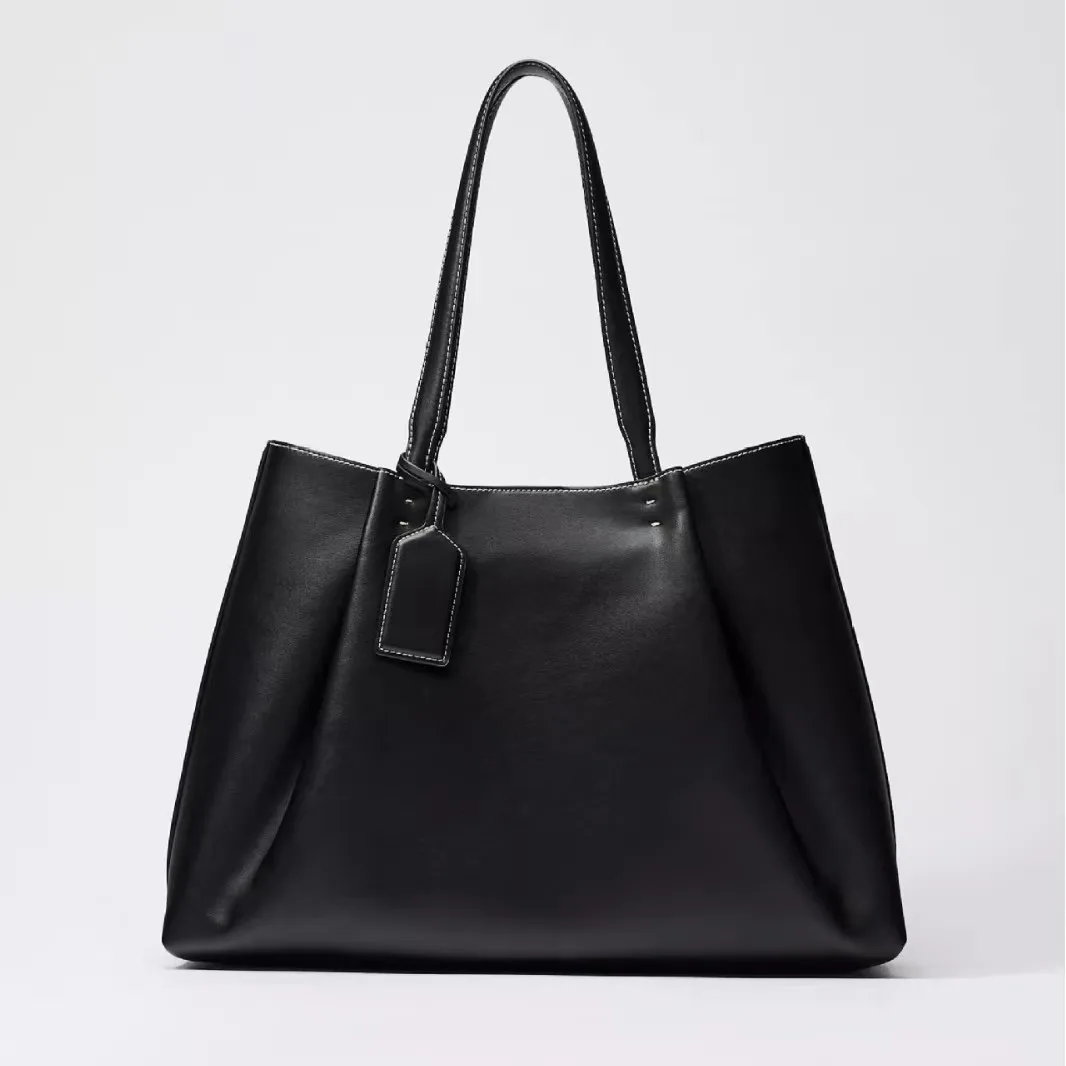 CLIP TOTE BAG, Damen Luxus-Handtasche im Modedesign, Einfarbige Schlichte Schultertasche, Hochwertige PU-Leder Handtaschen – Detail 4