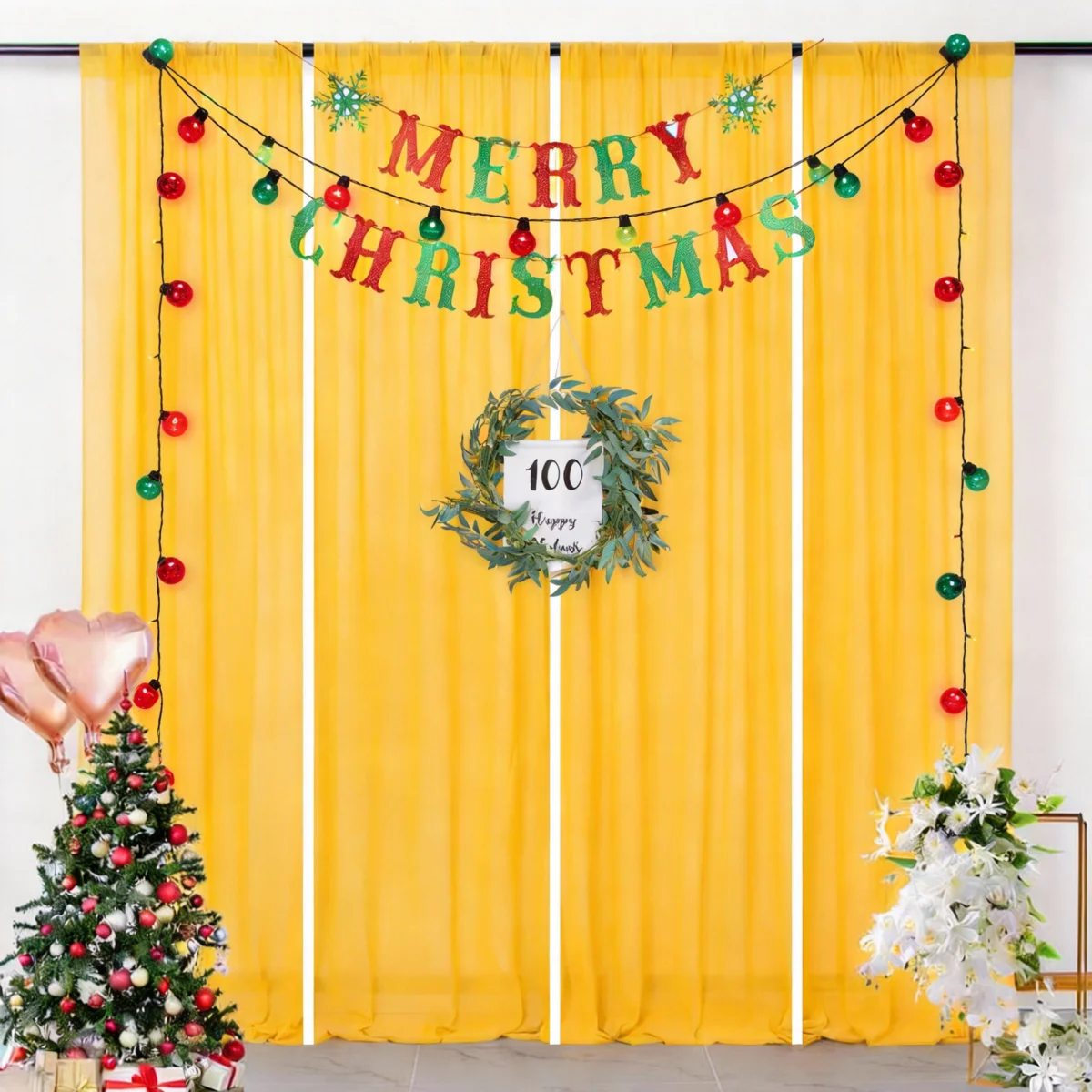 

4 Panels-5ft×7ft Gold Backdrop Curtains for Wedding Parties, Sheer Chiffon Photography Backdrop Drapes for Wedding Baby Shower B