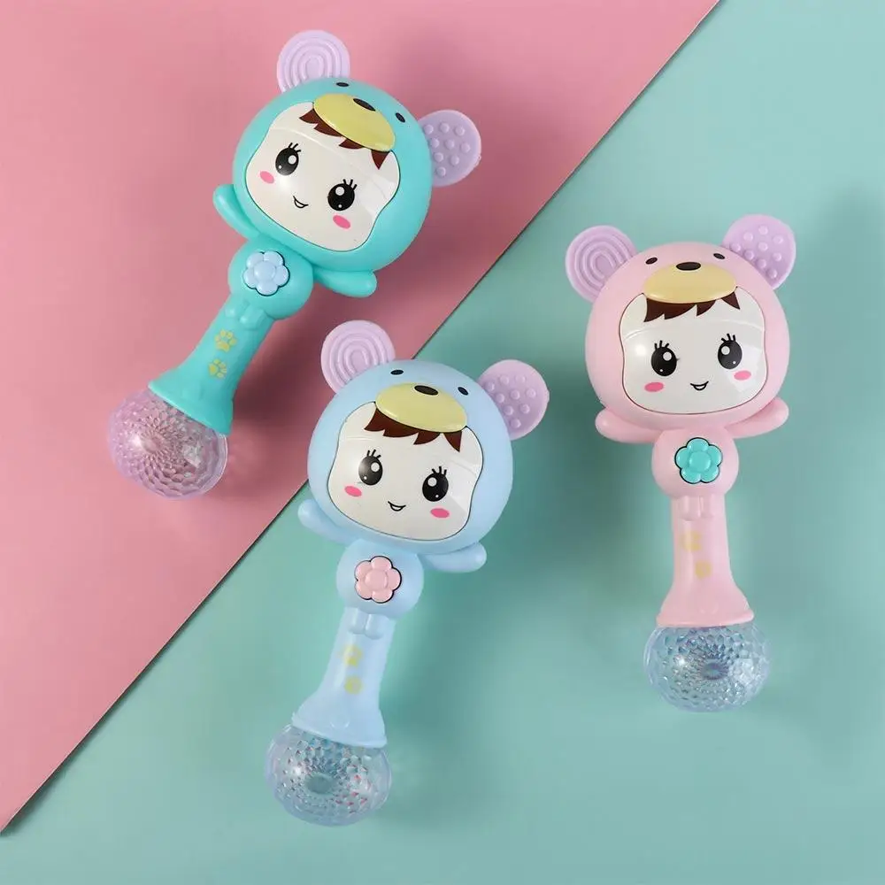 Hochet musical en plastique avec poignée pour bébé, jouet intelligent avec musique et brillance