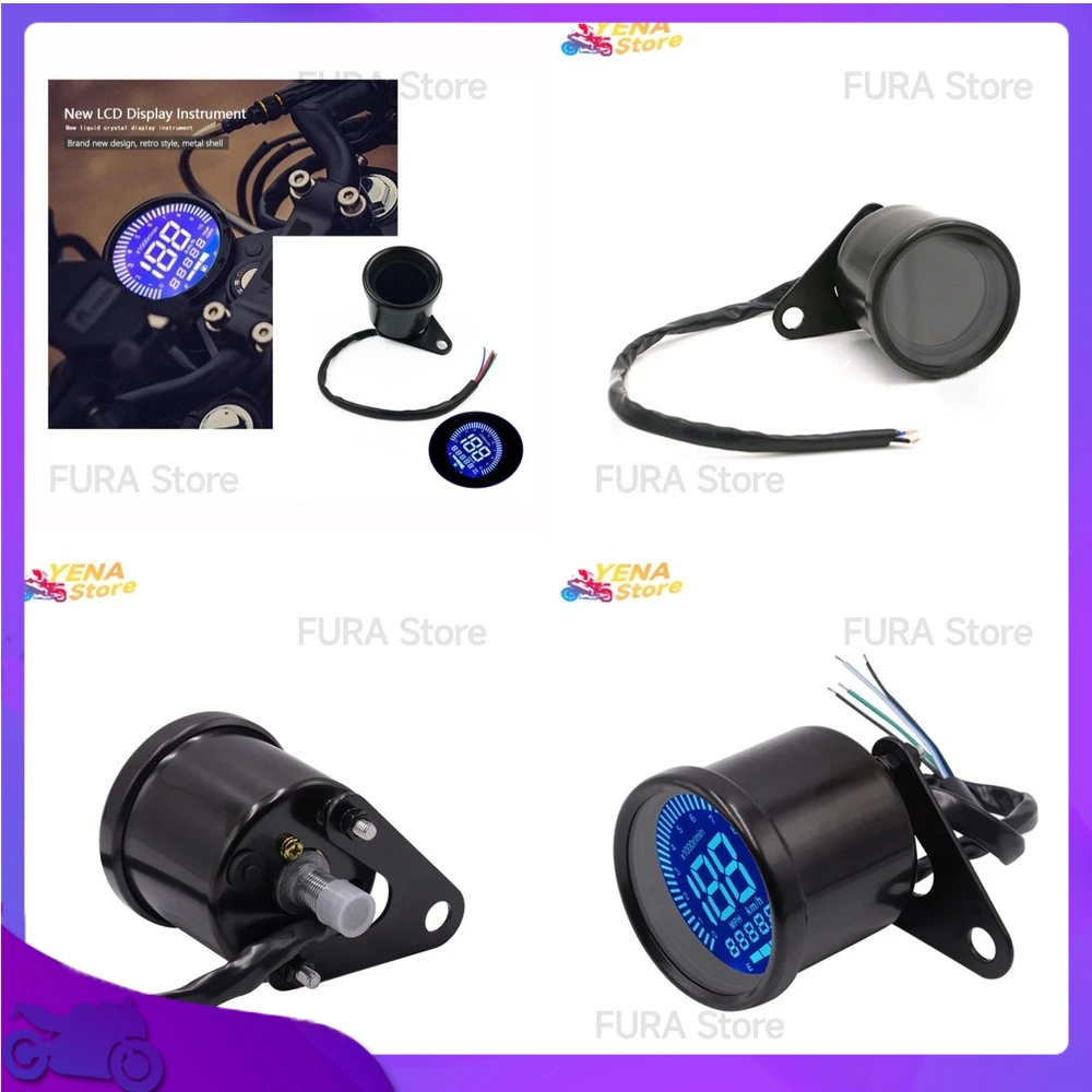 

Vintage Motorcycle Dashboard Speedometer Odometer Tachometer Fuel Gauge LED LCD Display Instrument Cluster for Bike Retrofit