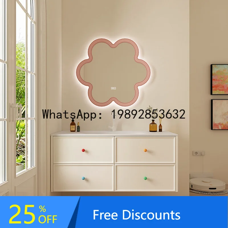 

YFY Cream Style Dopamine Bathroom Cabinet Set Ceramic Integrated Basin Cloud Mirror Washstand Oak Lacquer