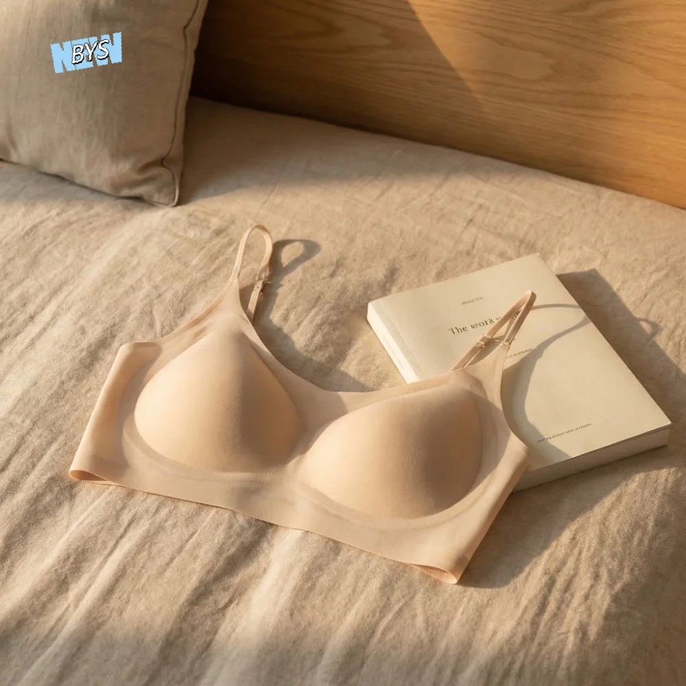 

Fashion Thin Ice Silk Wireless V Bra Traceless Gathered Breasts Seamless Bras Anti-sagging Lingerie Push Up Underwear Sport