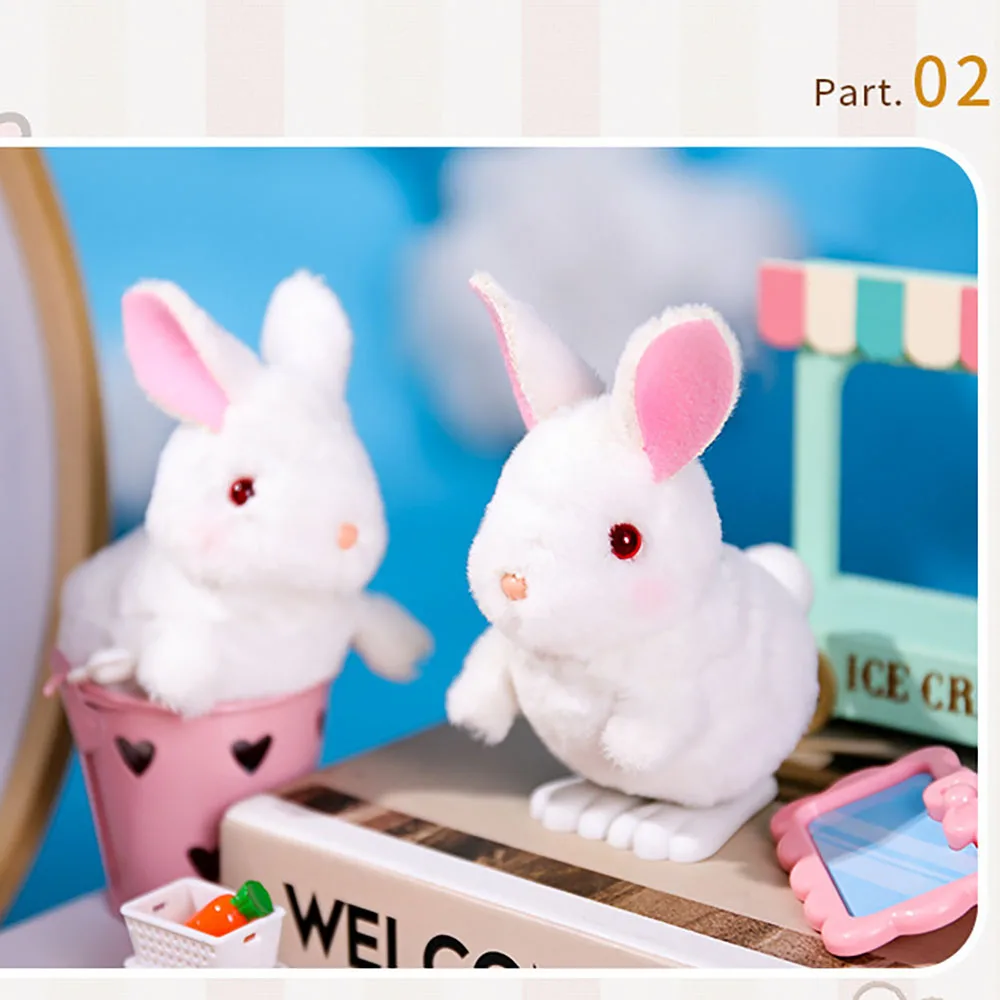 1pc Jumping Little White Rabbit Kawaii Animals Clockwork Toy Imitation Plush Brown Kangaroo Anime Plushie Doll Toys Christams