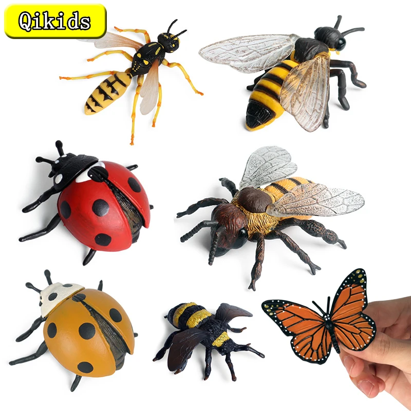 Insetti giocattoli simulazione modello animale Figure Solid Bee Wasp Butterfly PVC Miniature Action Figure bambini educativi regalo per bambini