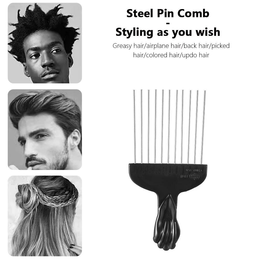 

3 Packs Metal Afro Pick Combs for Women Men Wig Braid Curly Hair Detangling Styling Lifting Metal Salon Comb Hairdressing Tools