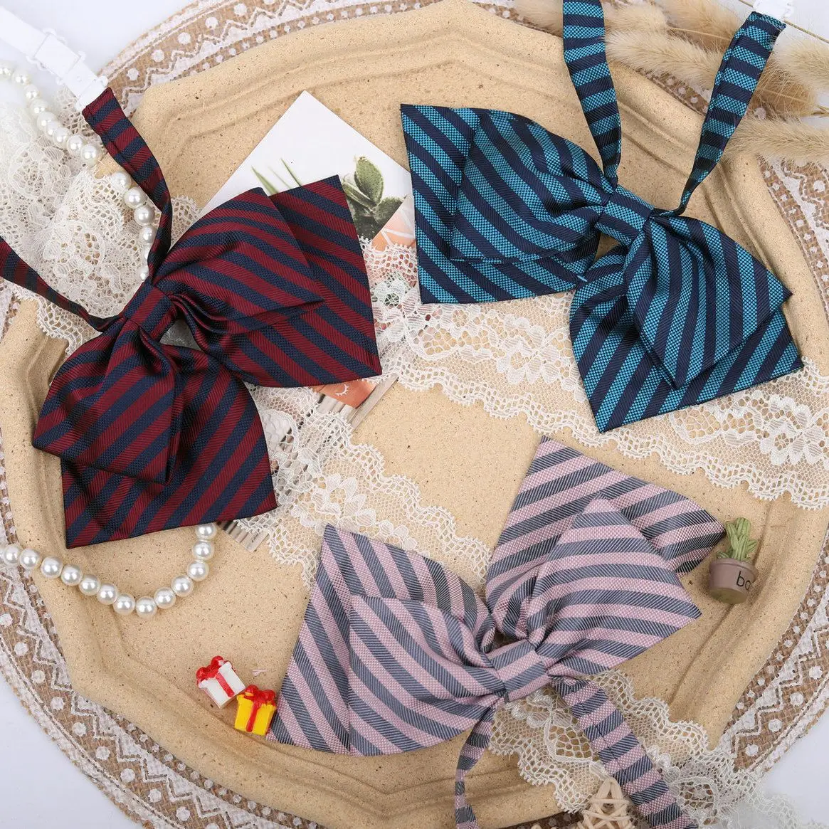 Bow Tie Ladies Fashion Japanese JK Style Striped Girls School Uniform Bow Tie for Girls Korean Cosplay Women Butterfly Corbatas