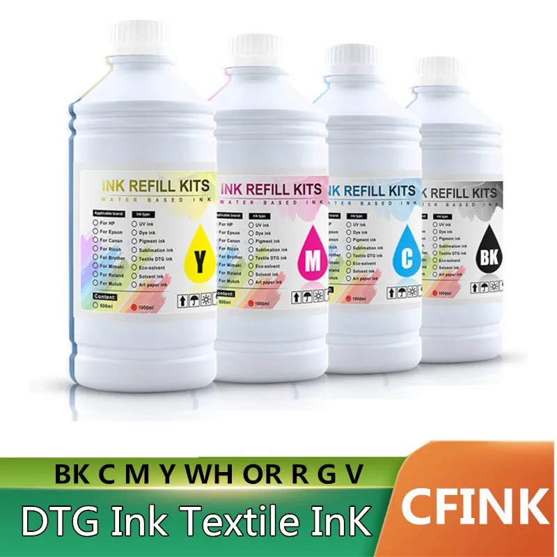 

1000ML DTG Ink Textile InK Garment Ink DX5 DX6 DX7 TX800 5113 4720 I3200 Printhead For Epson L800 1390 R1900 R2000 F2000 F2100