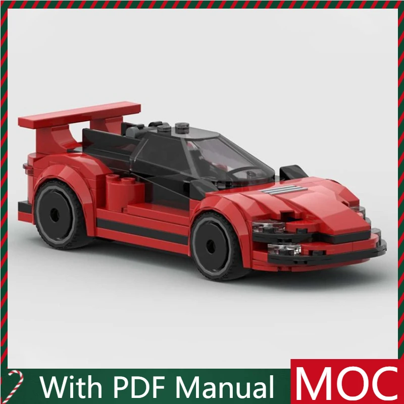 101 piezas, superventas, MOC, modelo de coche deportivo rojo fresco, bloques de construcción modulares, montaje para niños, juguetes de exhibición, regalo sorpresa para Festival
