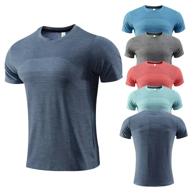 Solid Color Men Quick Dry Short Sleeve Sport T Shirt Gym Jerseys Fitness Shirt Trainer Running T-Shirt Men Breathable Sportswear