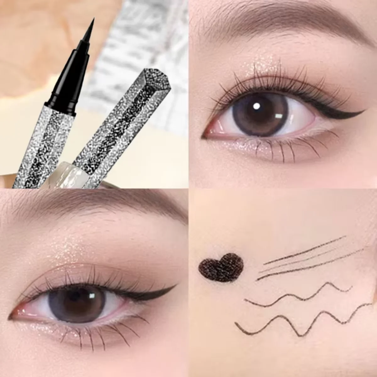 Penna per eyeliner liquido ultra sottile da 0,01 mm, penna per sopracciglia extra sottile Matita per sopracciglia liquida professionale impermeabile a prova di sudore Lon