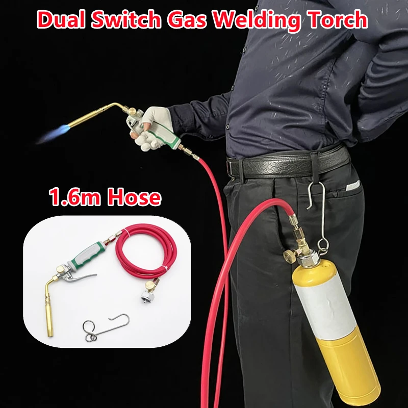 

Professional Dual Switch Gas Torch Brazing Torch of Propane Gas 1.6m Hose for Brazing Soldering Welding Heating Application BBQ