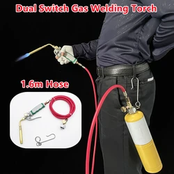 Professional  Dual Switch Gas Torch Brazing Torch of Propane Gas 1.6m Hose for Brazing Soldering Welding Heating Application BBQ