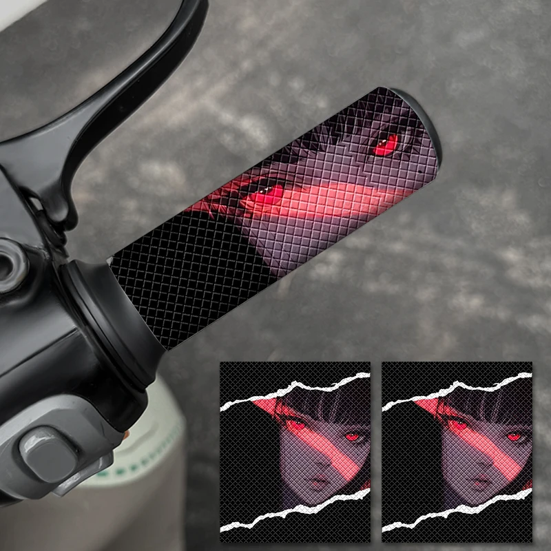 

2 шт. JDM Girl Eye мотоциклетные наклейки с ромбовидным узором, водонепроницаемые противоскользящие наклейки для электрического велосипеда, скутера, ручки