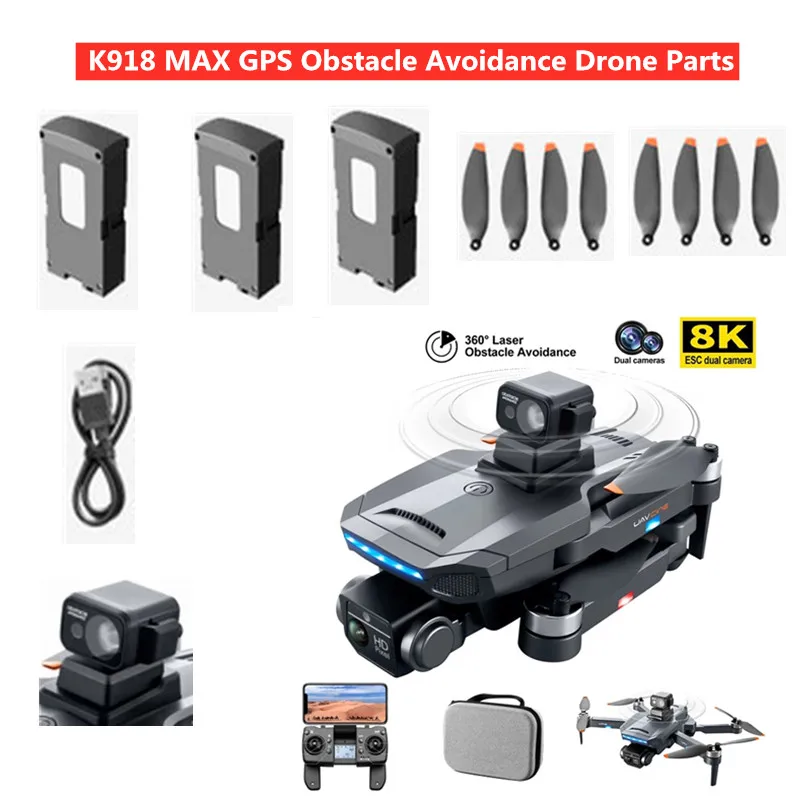 K918 MAX GPS RC Drone Parts 7.4V 3000MAH Battery/Propeller For K918 MAX Drone Accessories K918 Obstacle Avoidance Drone Battery