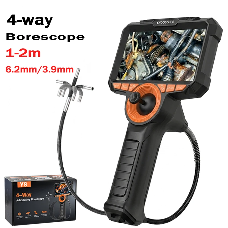 720 Degrees with 5 Inch Steering Industrial Endoscope for Car Pipe Inspection Sewer Camera Borescope