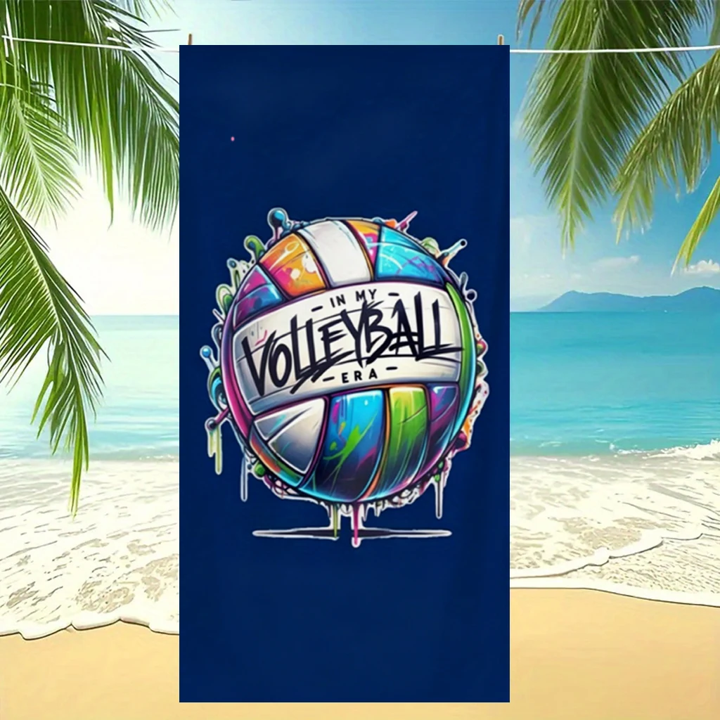 Volleyball Pattern Beach Towel, Suitable for Seaside, Swimming Pool, Bathroom, Camping Trips, Yoga Fitness Multi-functional Sand
