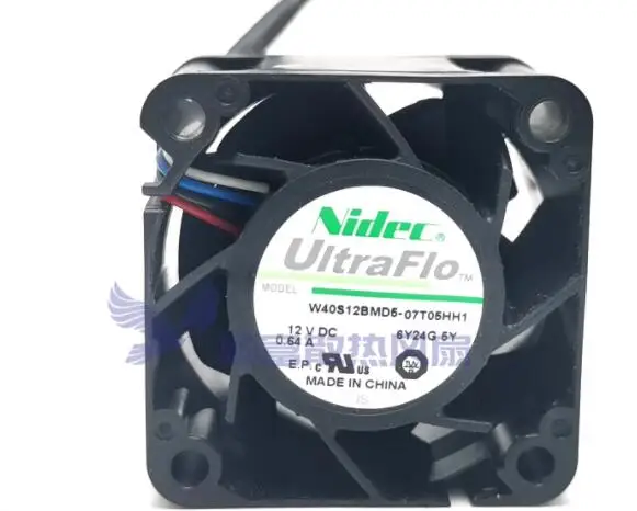 4-проводной вентилятор охлаждения сервера Nidec W40S12BMD5-07T05HH1 DC 12 В 0.64A 40x40x28 мм