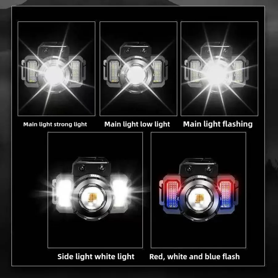 Lampe frontale LED à Induction, batterie intégrée, Rechargeable par USB, lampe de poche pour Camping en plein air, capteur de pêche