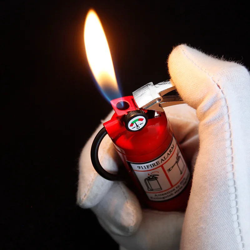 Metal Mini Fire Extinguisher Inflatable Lighter Portable Flash Butane Lighter Cigarette Accessories Men\'s Gift