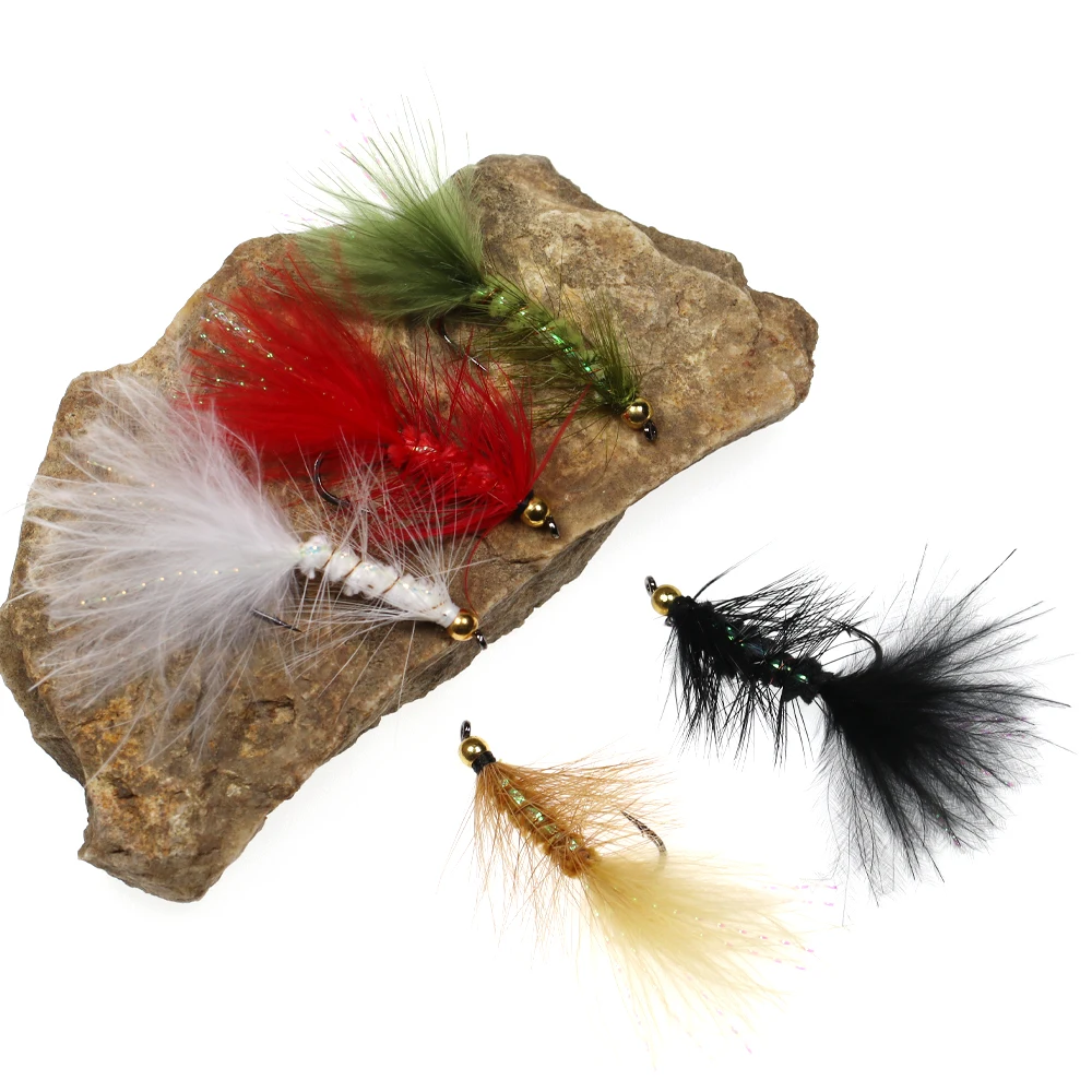5 Stück Messing-Beadhead Woolly Bugger Streamer Salzwasser-Fliegen zum Angeln auf Steelhead, Hecht, Barsch, Regenbogenforelle, Angelköder – Detail 6
