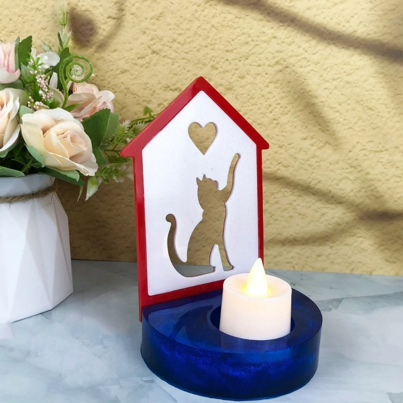 Heart Shaped Holder Silicone Mold 3D Candlestick Plaster Mold Gypsum Resin Molds Home Decorations Valentines Day