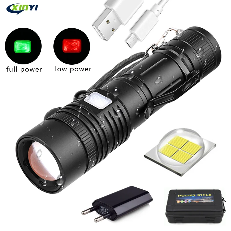 Flashlight XHP50 LED Flashlight USB Rechargeable Torch Zoom Flashlight T6 Flashlight Lantern with 18650/26650 Battery