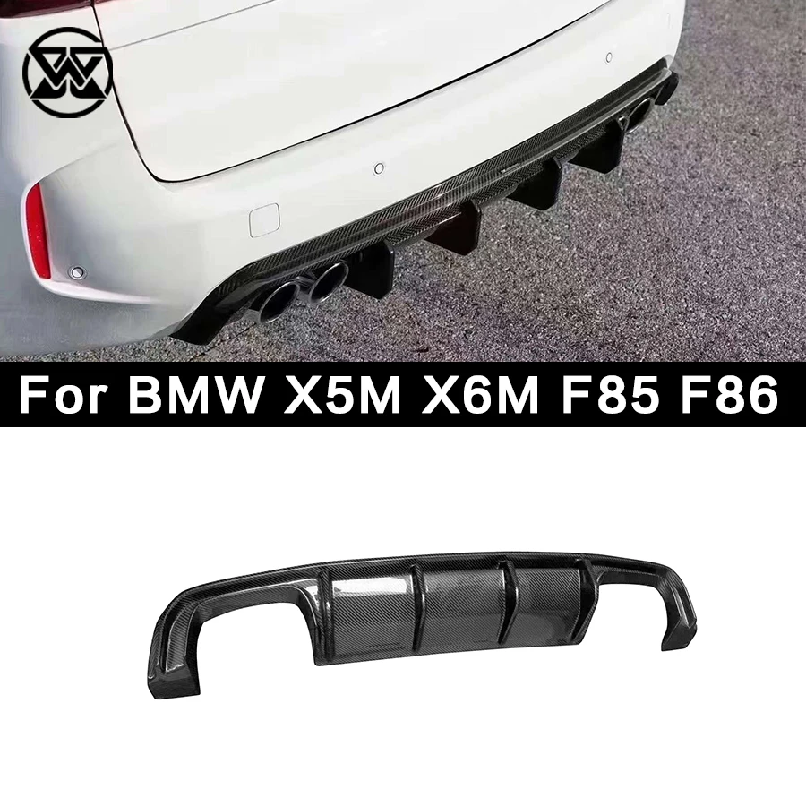 Carbon Fiber Rear Lip Diffuser For BMW X5M X6M Series F85 F86 M Sport 2019+ V Style Back Bumper Splitter Body Kit