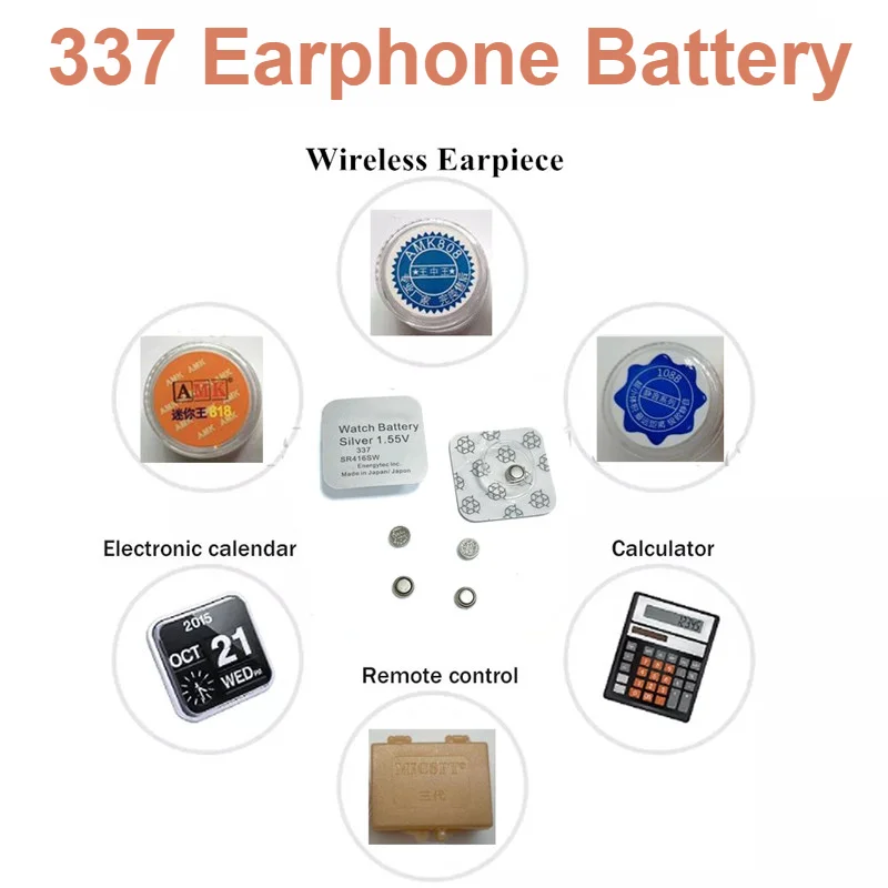 50pcs/lots 337 watch battery for wireless earbuds earphone battery SR416SW  Silver Oxide batteries 1.55V