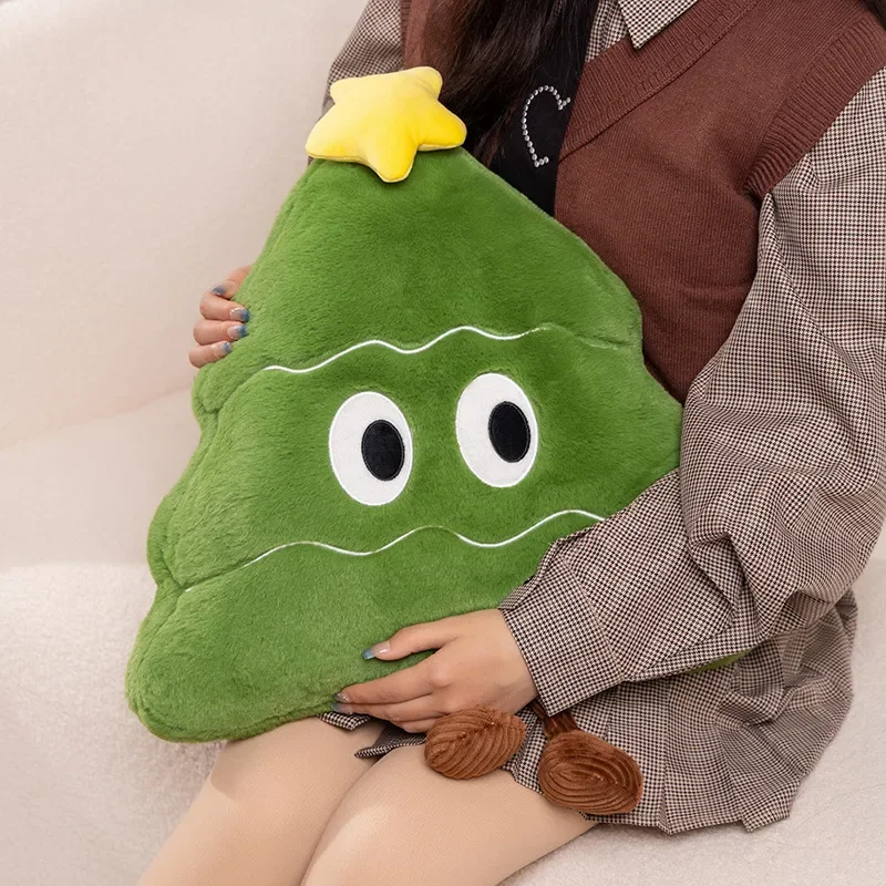 Cartoon Christmas Tree Plush Pillow Stuffed Toys Baby Doll Chair Sofa Cushion Holiday Decoration Xmas Birthday New Year Gifts